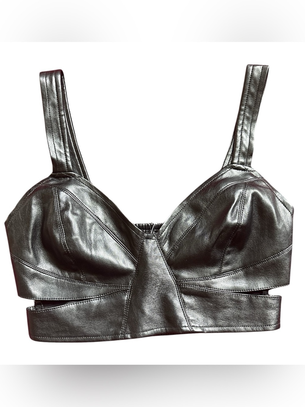 Faux Leather Bralette Crop Top Black small new